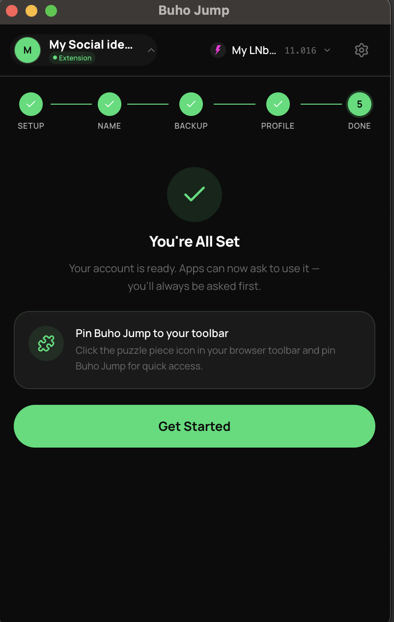 Account setup complete