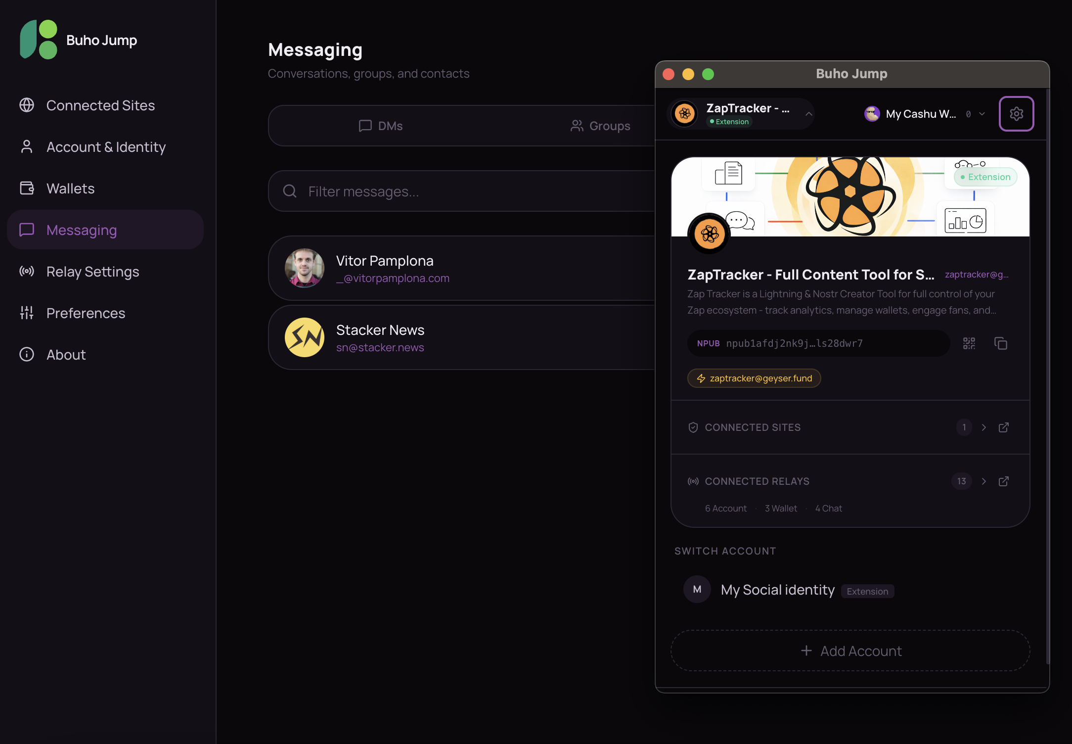 Messaging — extension popup and browser page