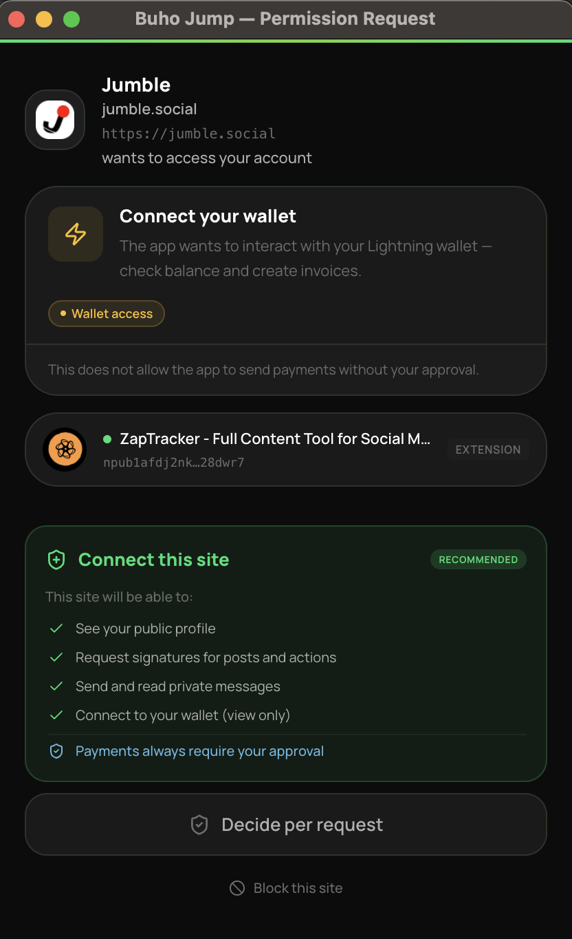 Permission approval prompt
